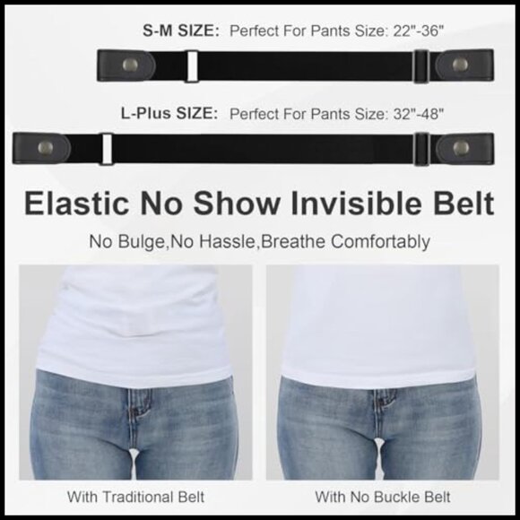 Buckle Free Elastic Belt, Comfortable No Bulge Invisible Stretch Belt main image 6